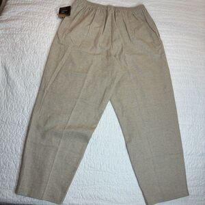 NEW women's Sag Harbor linen rayon beige pants plus size 16W capsule pull-on